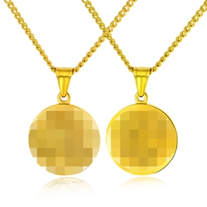 Collier rétro pour hommes avec pendentif rond doré et chaîne torsadée en acier inoxydable