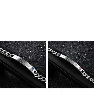 Detailed engraving of Her King and His Queen on titanium steel bracelets for couples