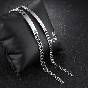Polished titanium steel couple bracelets with Her King and His Queen engravings