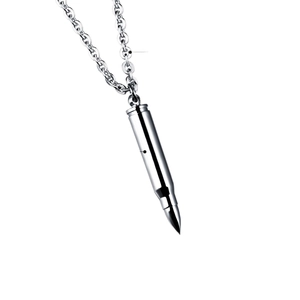 Collier à pendentif balle en acier inoxydable argenté poli pour hommes style urbain