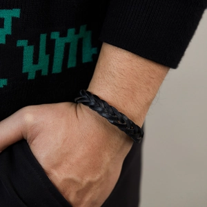 Men Retro Handmade Braided PU Leather Bracelet With Alloy Buckle Casual Streetwear Fashion Jewelry For Men Daily Wear