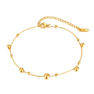 Minimalistisches Fußkettchen aus 18K vergoldetem Edelstahl mit Perlen und Verlängerung