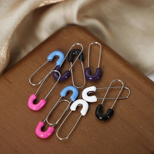 Modern U-shaped pin earrings with Morandi color enamel finish and titanium steel material