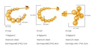 Especificaciones de tamaño y peso para pendientes de aro de acero de titanio dorado