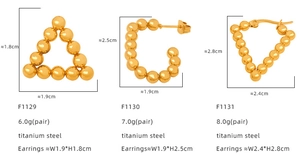 Guía de tallas detallada para pendientes geométricos de acero de titanio dorado con pesos