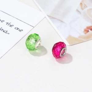 Faceted colorful resin beads with metal core for DIY bracelets and necklaces