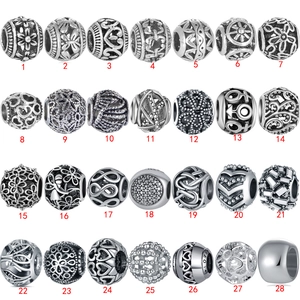 Variété de breloques en argent S925 en 28 designs pour la création de bijoux DIY