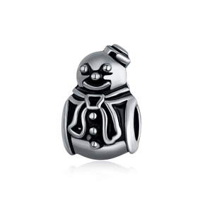 Polierter Schneemann-Anhänger aus Silber mit Schal für DIY-Schmuckarmbänder