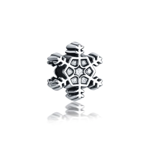 Vintage Silber Schneeflocke Charm-Perle mit Kristallen für Weihnachts-DIY-Armbänder