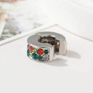 Clip per bracciale argento con strass multicolore e meccanismo di chiusura a cerniera
