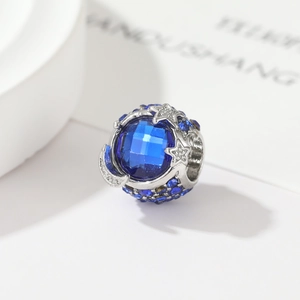 Blauer Sternenhimmel-Anhänger mit Mond und Sternen für DIY-Armbänder und Schmuck