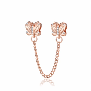 Catena di Sicurezza in Lega di Farfalla con Strass per Bracciale Fai-da-Te Ciondoli Accessori per Gioielli Oro Rosa Argento