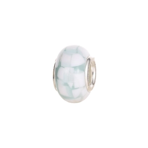 DIY charm bead featuring a blue and white mosaic pattern with 925 silver core for jewelry