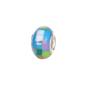 Colorful mosaic pattern resin bead with silver core for DIY jewelry making