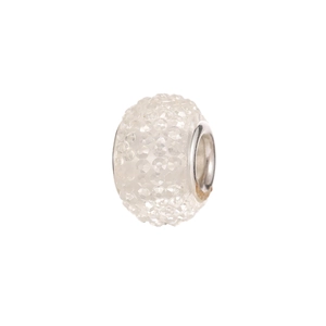 Sparkling crystal pavé bead charm with silver metal core for DIY bracelet making
