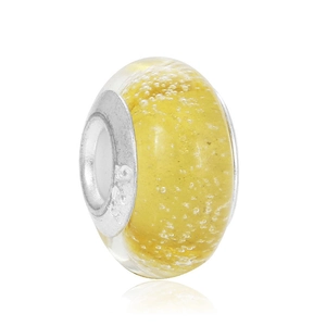 Perle en verre jaune avec noyau en argent 925 pour bracelets personnalisés