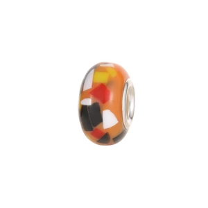 Translucent orange resin bead with colorful geometric patterns for DIY charm bracelets