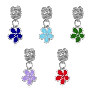 Pastel enamel cherry blossom flower charms for DIY jewelry making in multiple colors