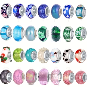 Perles en Verre de Murano Avec Cœur en Breloques DIY Fleur Cœur pour Fabrication de Bijoux Bracelet Collier