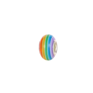 Perle en émail arc-en-ciel avec noyau en argent pour la création de bijoux DIY