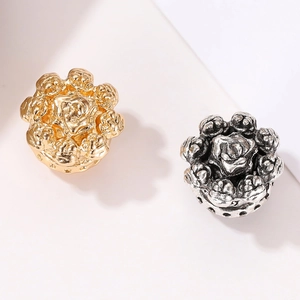 Stereoscopic rose flower jewelry beads in gold and vintage silver for DIY bracelets