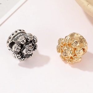 Exquisite rose flower charms in vintage silver and polished gold for DIY jewelry sets
