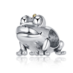 Breloque Grenouille Prince en Alliage Avec Couronne d'Or Perle à Grand Trou Pour Fabrication de Bijoux DIY Bracelet Collier