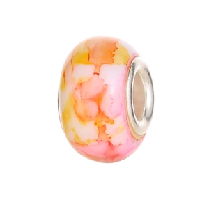 Rosa und orangefarbene Aquarell-Resin-Perle mit Silberkern für DIY-Schmuckherstellung
