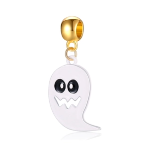 Weißer Halloween Geist Anhänger mit goldenem Verschluss für DIY Halsketten und Schlüsselanhänger