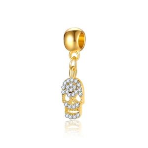 Hip Hop Totenkopf Anhänger in Gold mit Strass für DIY Halsketten und Armbänder