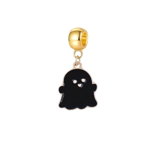Halloween Geist Anhänger in Schwarz mit goldener Öse für DIY Halsketten