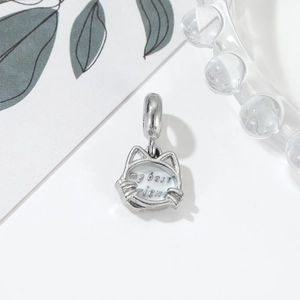 Silberner Katzenohr-Anhänger mit my best friend Gravur für DIY-Schmuck