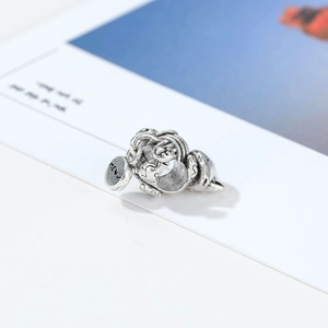 Abalorio de gato de plata vintage para pulsera DIY con colgante corazón MEOW