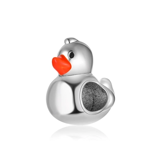 Grazioso Charm in Lega a Forma di Anatra in Cartone Animato Placcato Argento Ciondolo Animale per Creazione Gioielli Fai da Te
