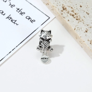 Colgante gato plata vintage con etiqueta Meow para pulseras DIY y joyería hecha a mano
