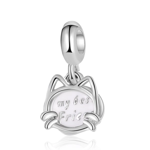 Cartoon Legierung Katze Anhänger DIY Schmuckherstellung My Best Friend Buchstabe Emaille Versilbert Tier Charm Für Armband Kette