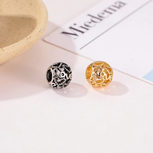 Cuentas vintage LOVE de metal calado en oro y plata para crear joyas DIY