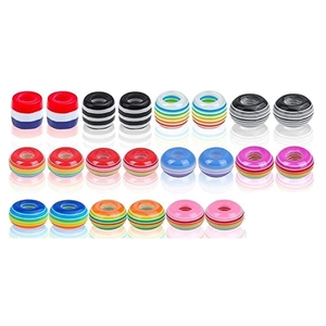 Vibrant striped resin spacer beads in rainbow patterns for DIY jewelry necklace making