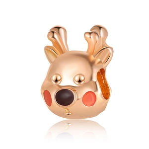 Weihnachten Rentier Cartoon Charm Vergoldete Legierung Emaille Elch Perle Für DIY Armband Halskette Schmuckherstellung