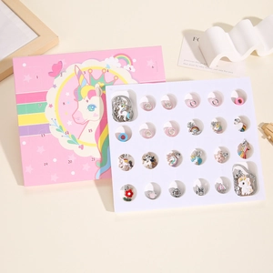 Calendrier de l'avent bijoux licorne rose avec bracelets DIY et pendentifs variés
