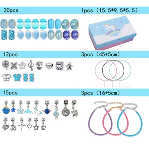 Kit DIY Bijoux Sirène Océan Bleu pour Enfants avec Perles et Boîte Licorne
