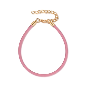 Rosa 3mm geflochtenes Lederarmband mit goldenem Karabinerverschluss und Verlängerung