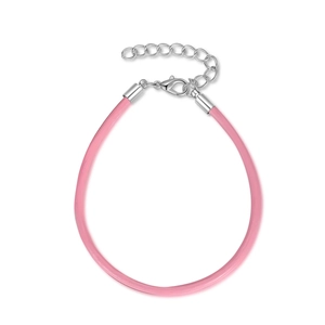 Bracelet tressé rose de 3 mm avec fermoir mousqueton argenté et chaîne de rallonge