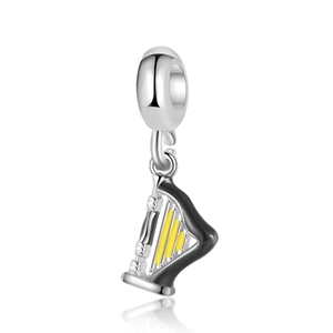 Mini Harp Musical Instrument Charm Zinc Alloy Enamel Pendant For DIY Bracelet Necklace Making Music Theme Gift For Student