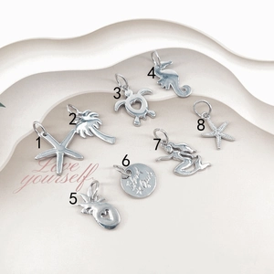 Set aus 8 silbernen Meeresanhängern mit Meerjungfrau Seestern und Palme für DIY Schmuck