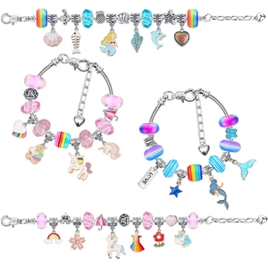 78pcs Christmas DIY charm bracelet making kit with mermaid and unicorn themed beads
