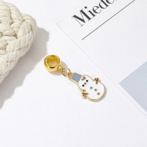 Cartoon Schneemann Anhänger in weiß-blauem Emaille für DIY Armbänder oder Halsketten