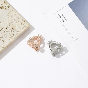 Cuentas creativas de carroza de calabaza en oro rosa y plata para joyería artesanal