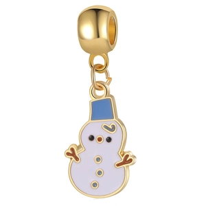 Weihnachtlicher Schneemann-Anhänger mit blauem Hut und goldenem Verschluss für DIY