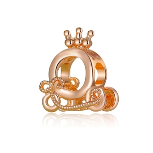 Abalorio de Carruaje de Calabaza Hueco de Aleación DIY Diseño de Corona Estilo Cenicienta de Cuento de Hadas para Pulsera de Mujer